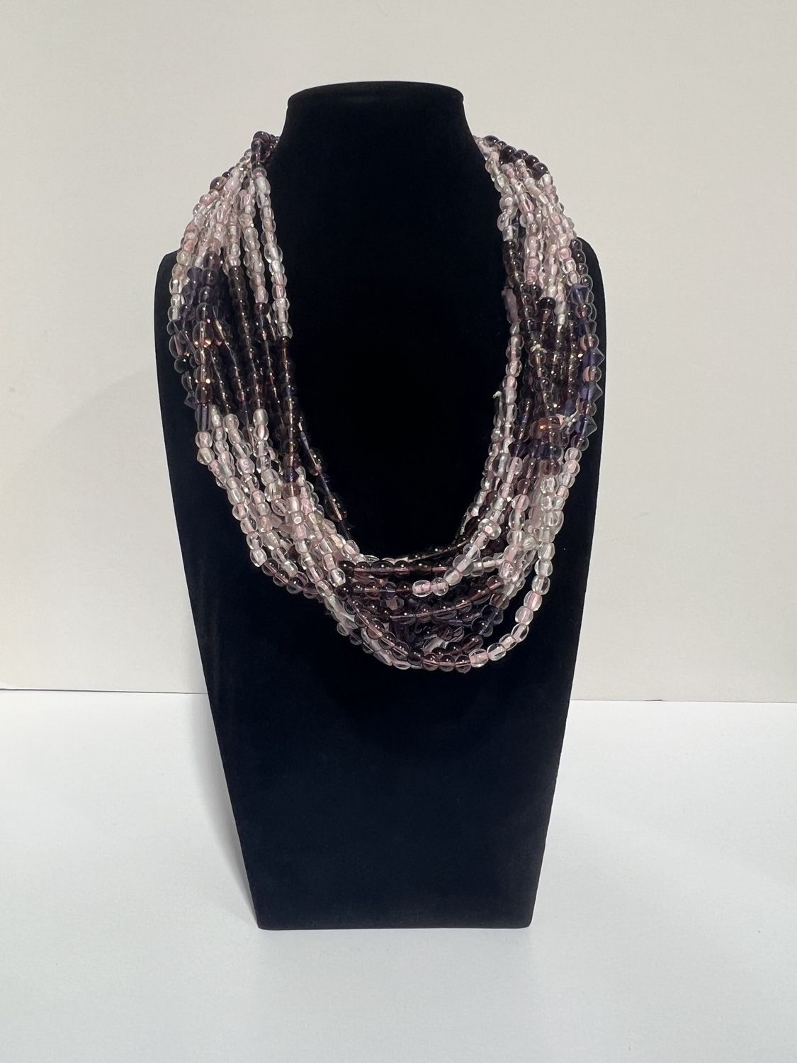 27" Rose and Purple Glass Bead Necklace (Dozen)