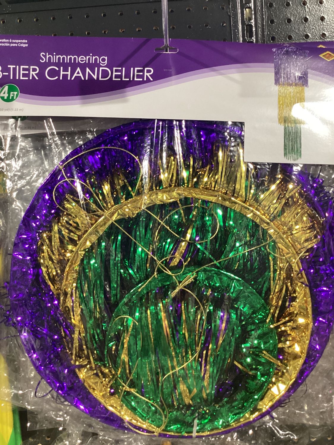 3-Tier Metallic Shimmering Chandelier - Purple, Green and Gold 4&#39; (Each)