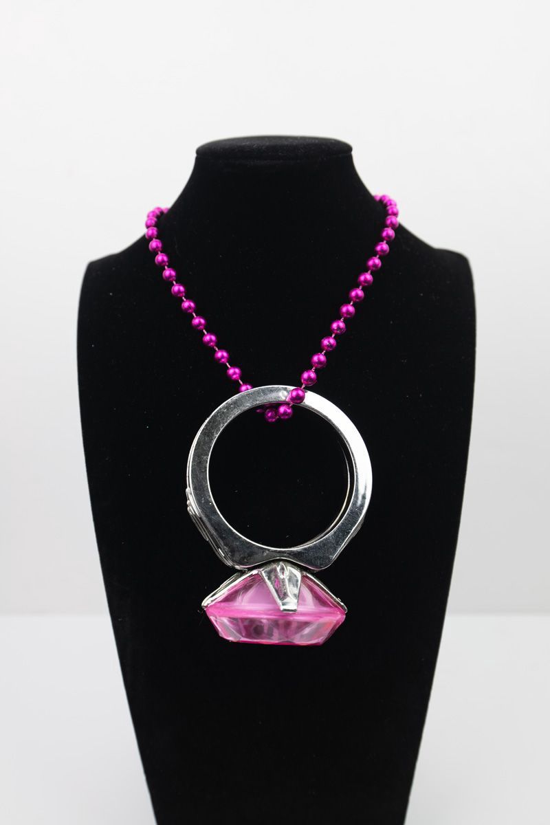 33&quot; 7mm Hot Pink Jumbo Diamond Ring Necklace single