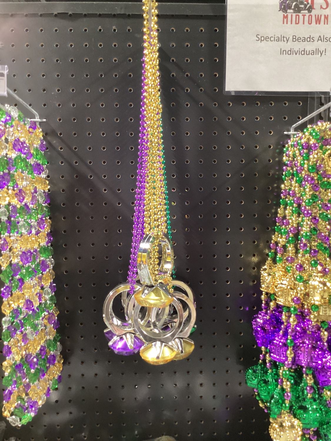 33&quot; 7mm Purple, Green and Gold Jumbo Diamond Ring Necklace single