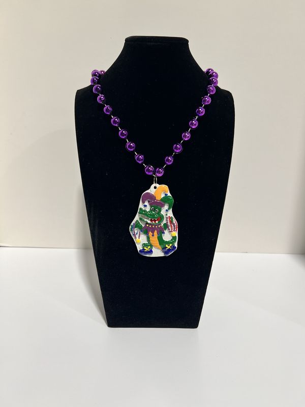 36&quot; 12mm Metallic Purple Bead with Alligator Medallion (Dozen)