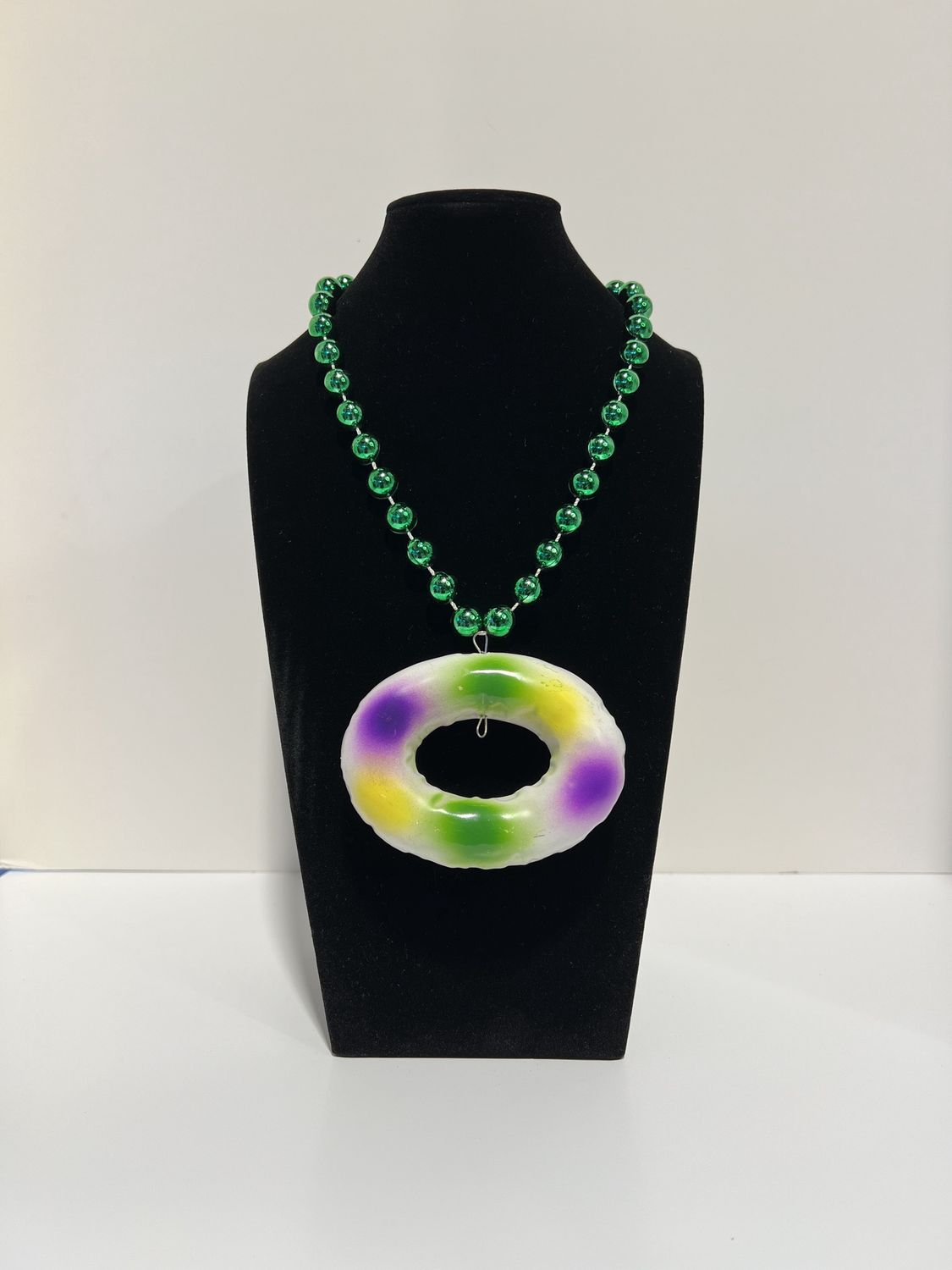 36" 12 MM Purple , Green and Gold Assorted Necklaces King Cake Medallion (Each)