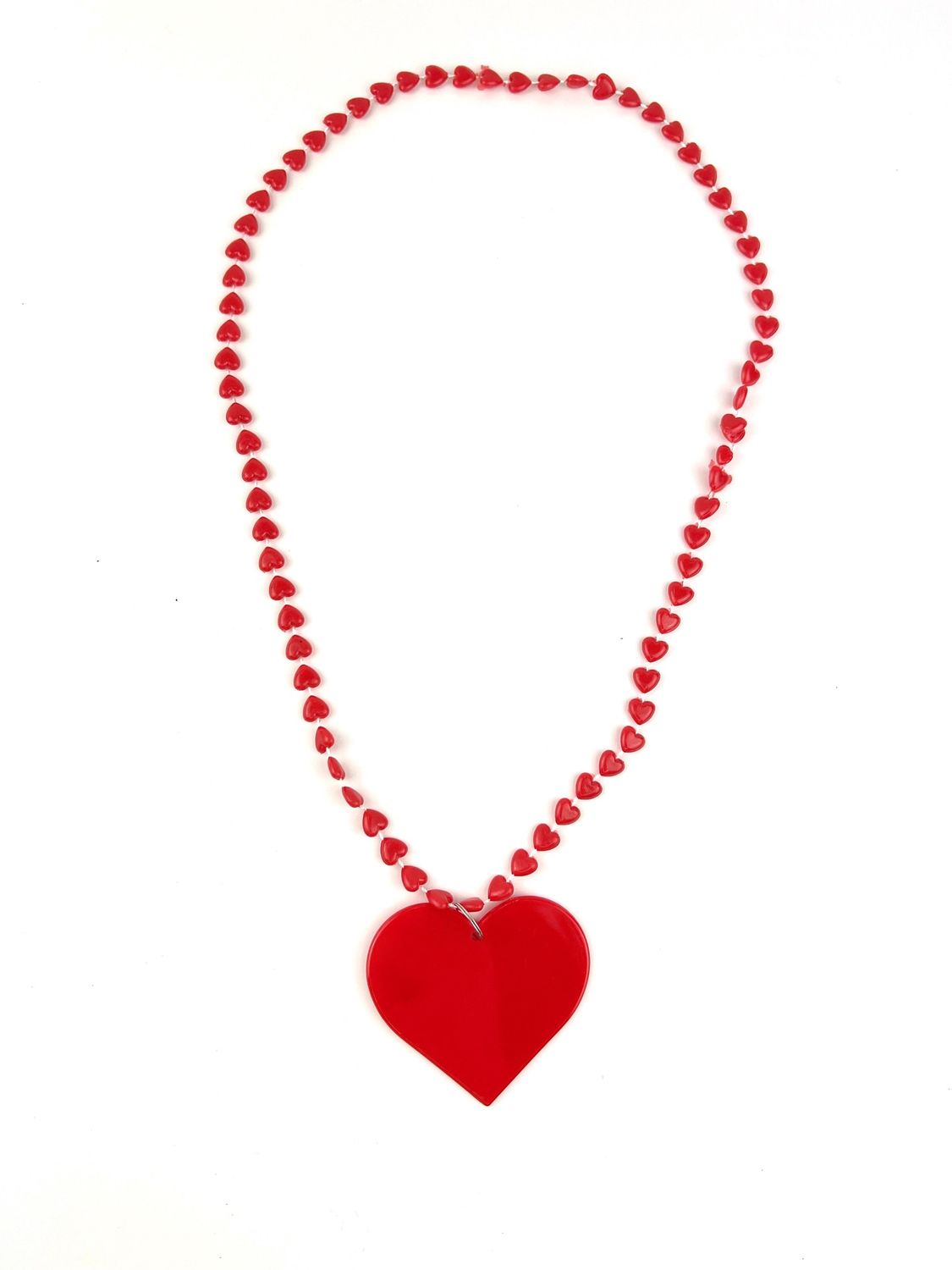 33&quot; 8 x 9mm Metallic Red Heart Bead with Plastic Heart Medallion single