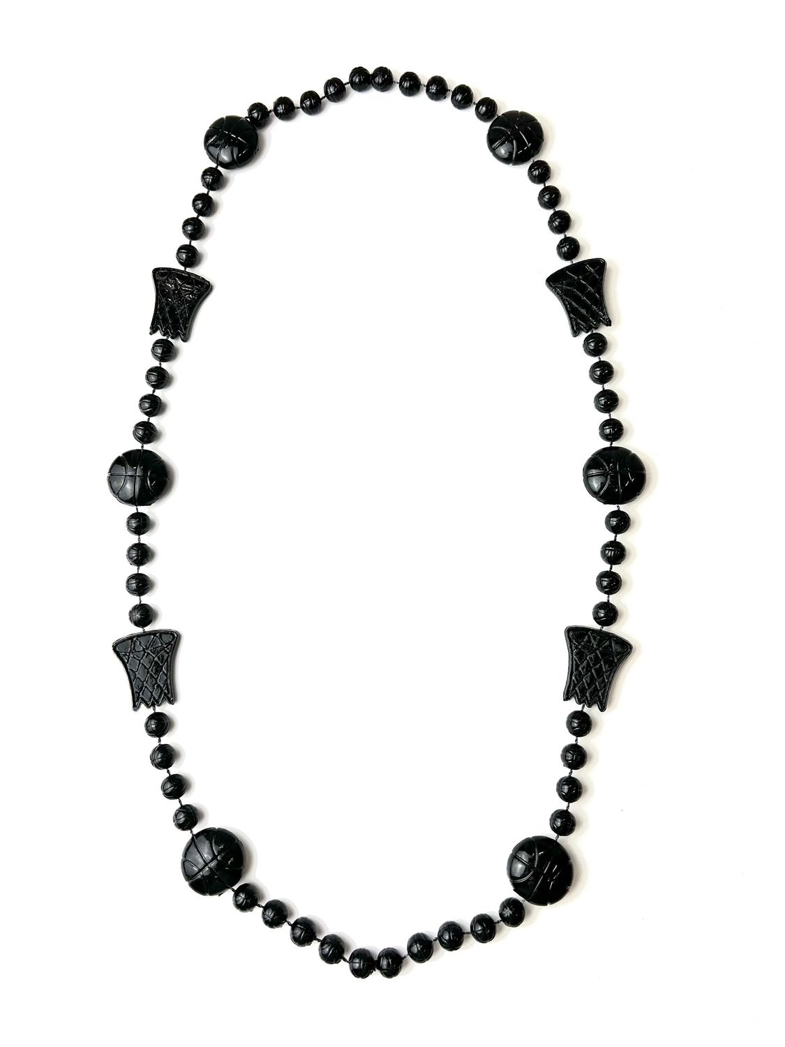 36" Black Basketball Bead Necklace single