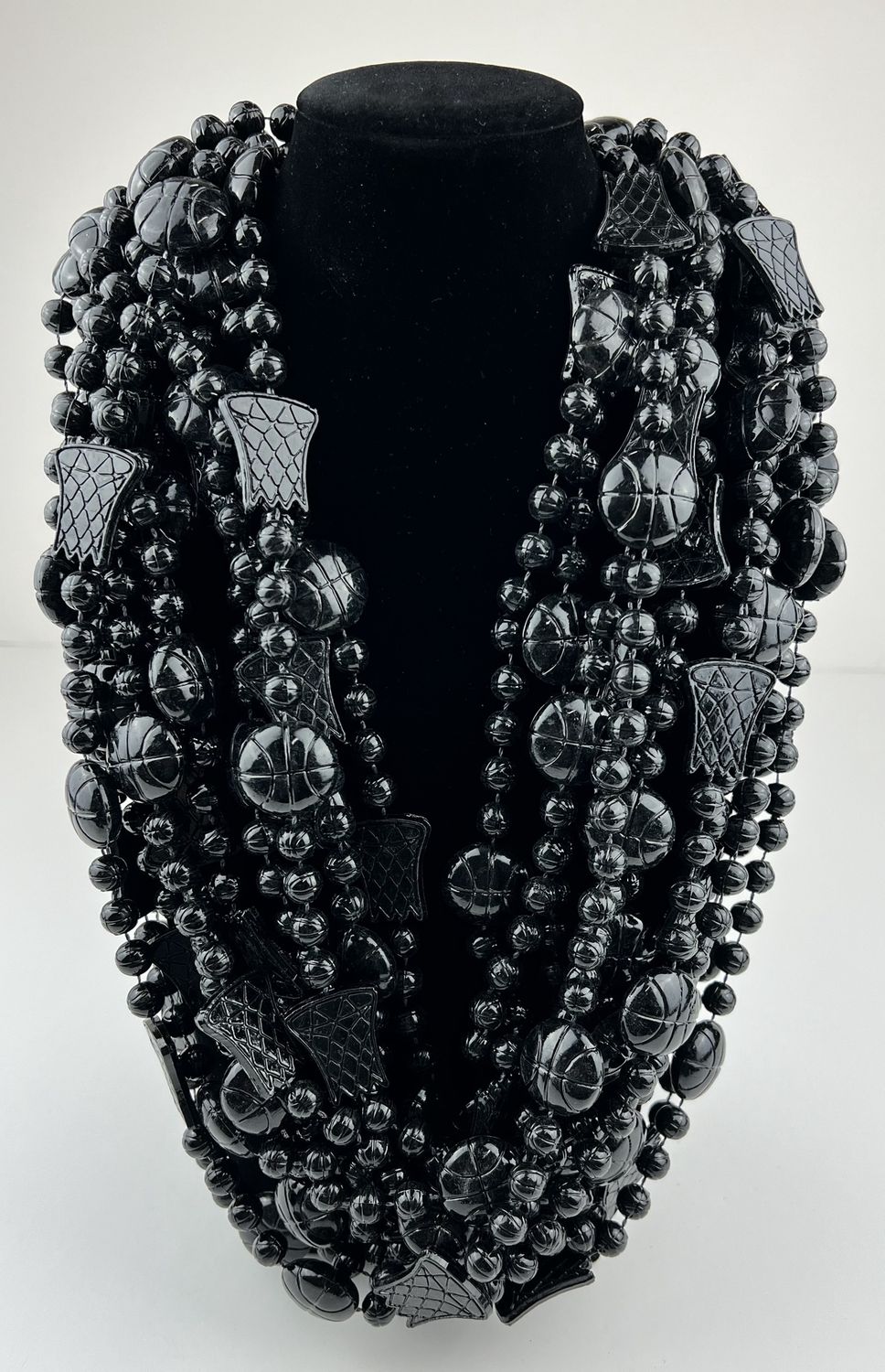 36" Black Basketball Bead Necklace (Dozen)