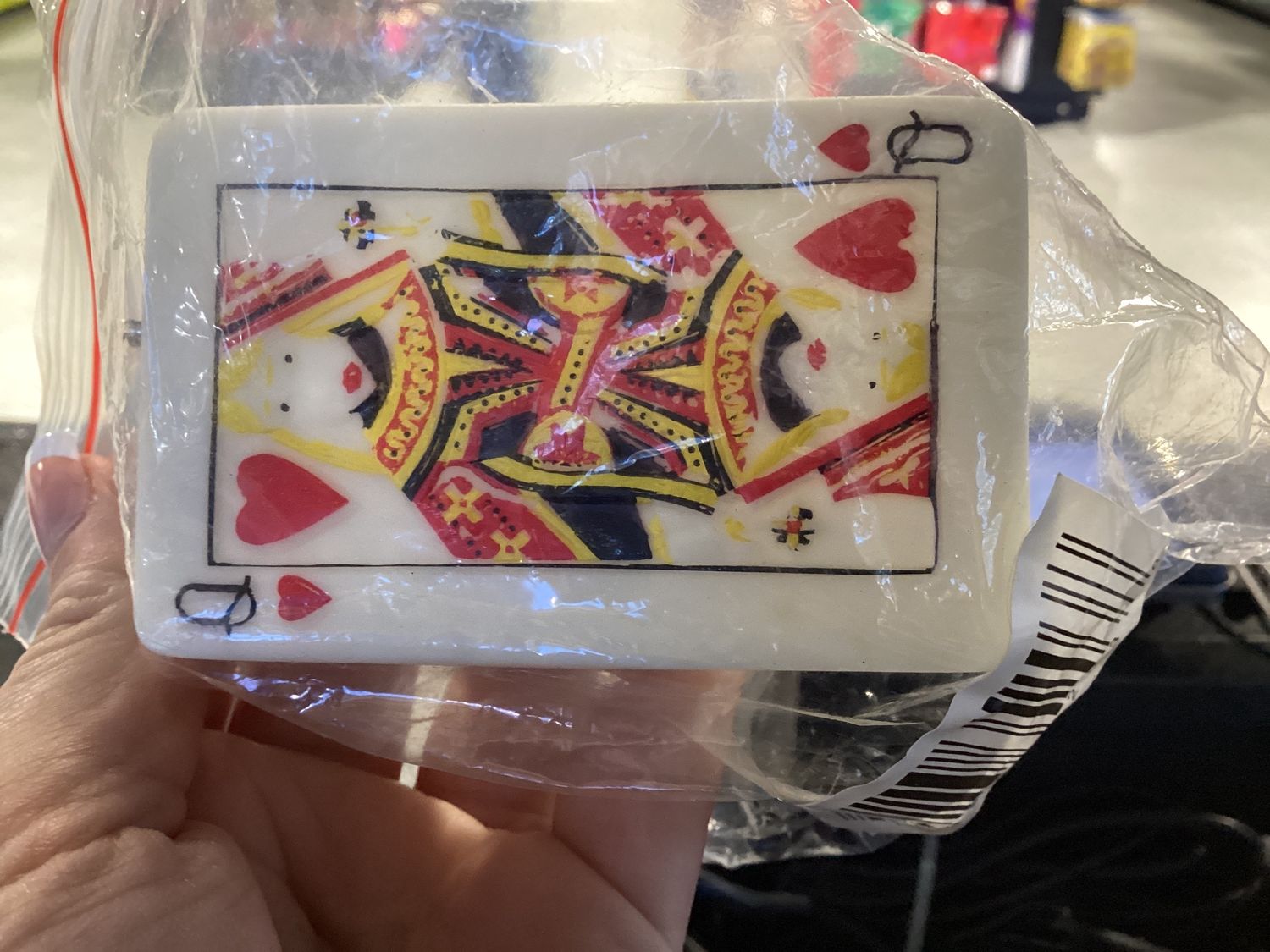 36" Black Bead with LED Queen of Hearts Card (Each)