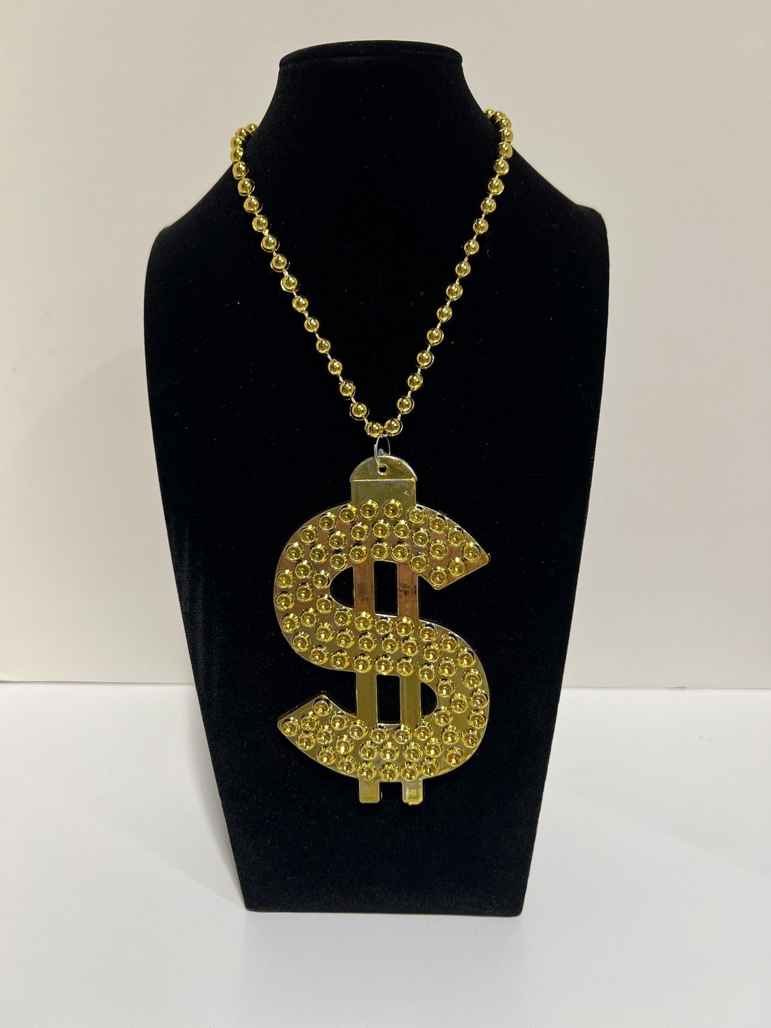 36" Gold Dollar Sign Bead with 5" Dollar Sign Medallion single