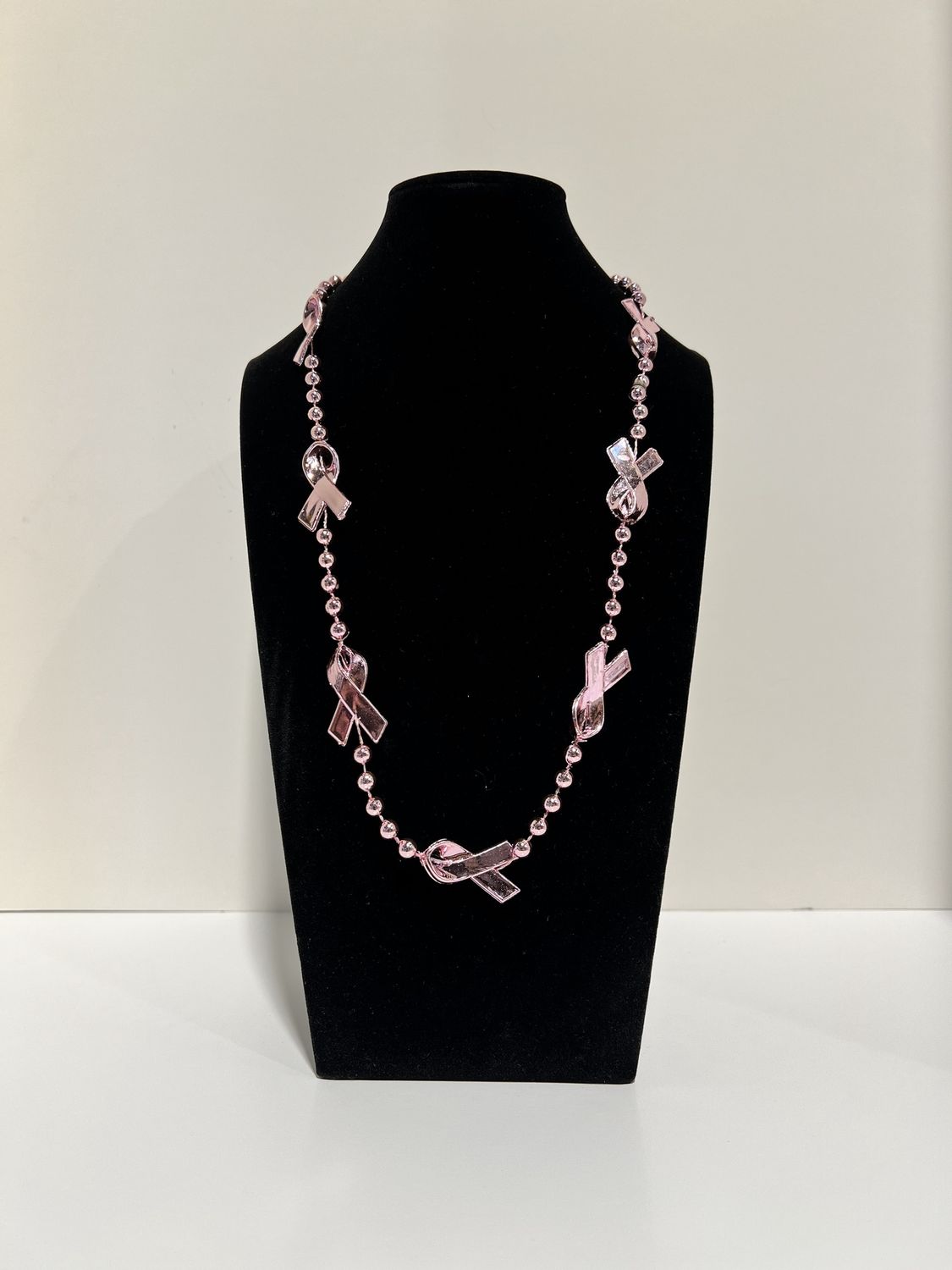 36" Light Pink Ribbon Necklace single