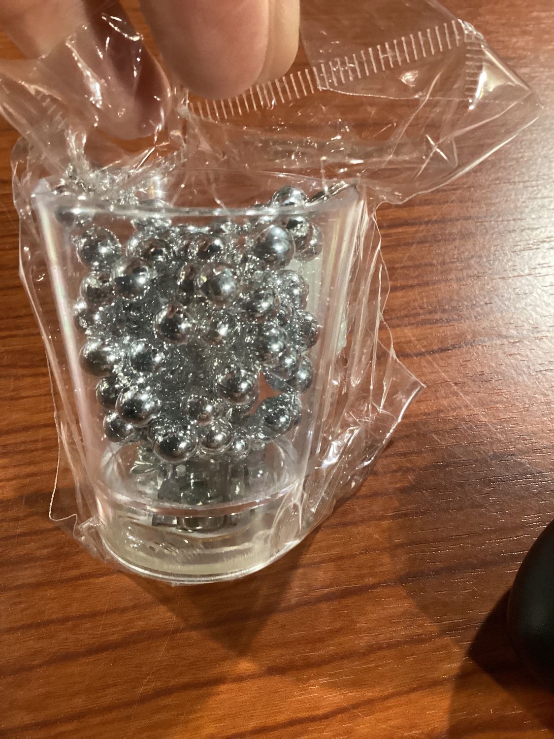 36" Metallic Silver Bead 7.5mm with LED Clear Shot Glass with Red, Green and Blue Lights (Each)