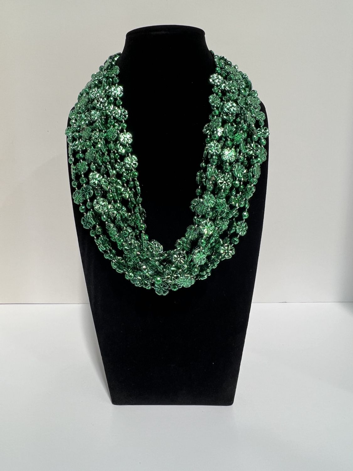 36" Four Clover Bead Necklace - Metallic Green (Dozen)
