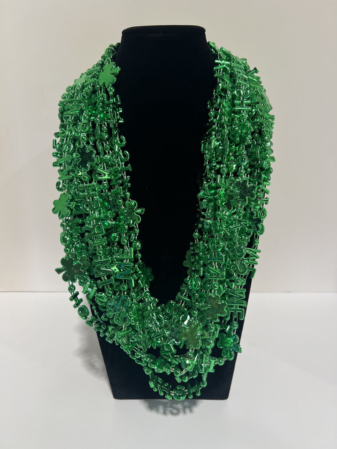 36" Kiss Me I'm Irish Bead Necklace - Metallic Green (Dozen)