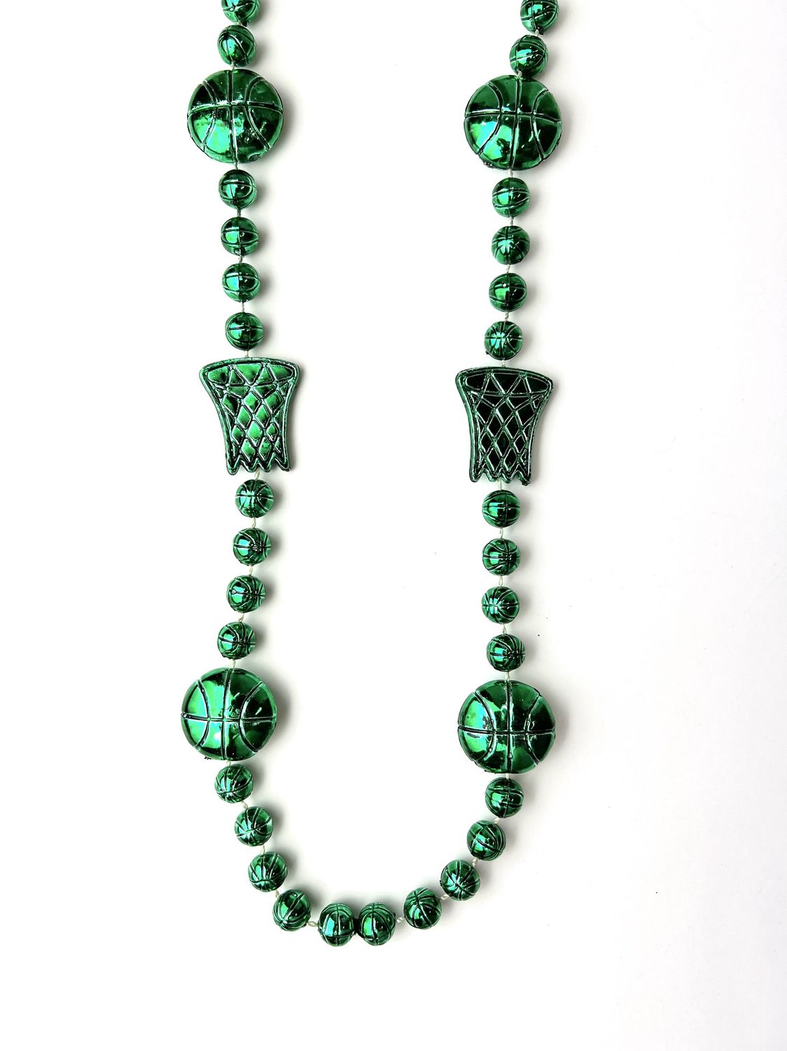 36" Metallic green Basketball Bead Necklace single