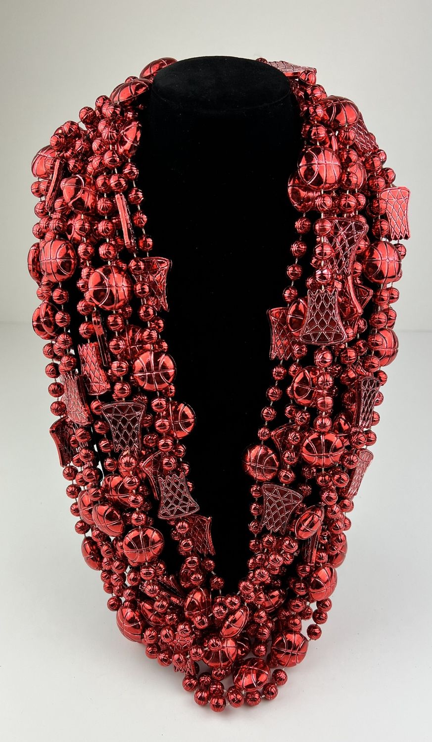 36" Metallic Red Basketball Bead Necklace (Dozen)