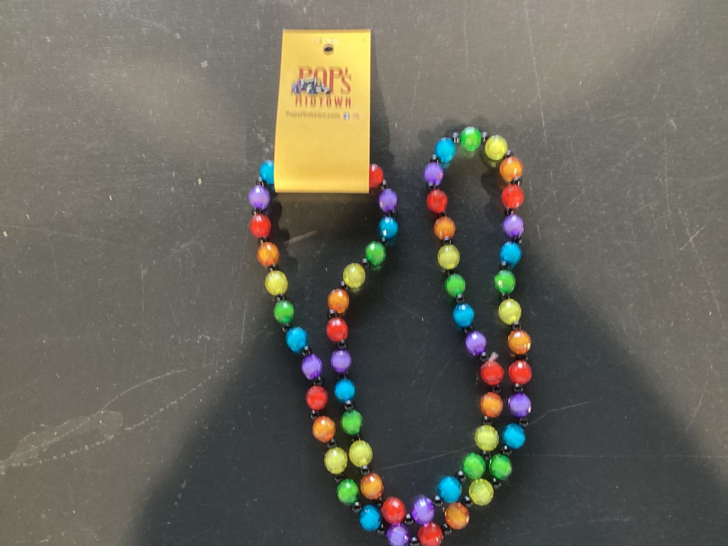 38" 12mm Clear Rainbow Bead Necklace single