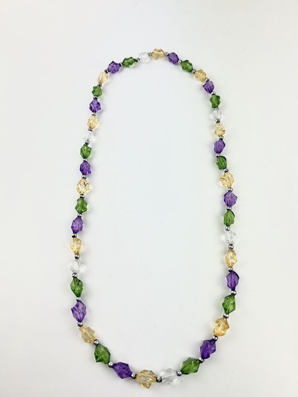 38&quot; Acrylic Purple, Green and Gold Infiniti Stone Bead Necklace single