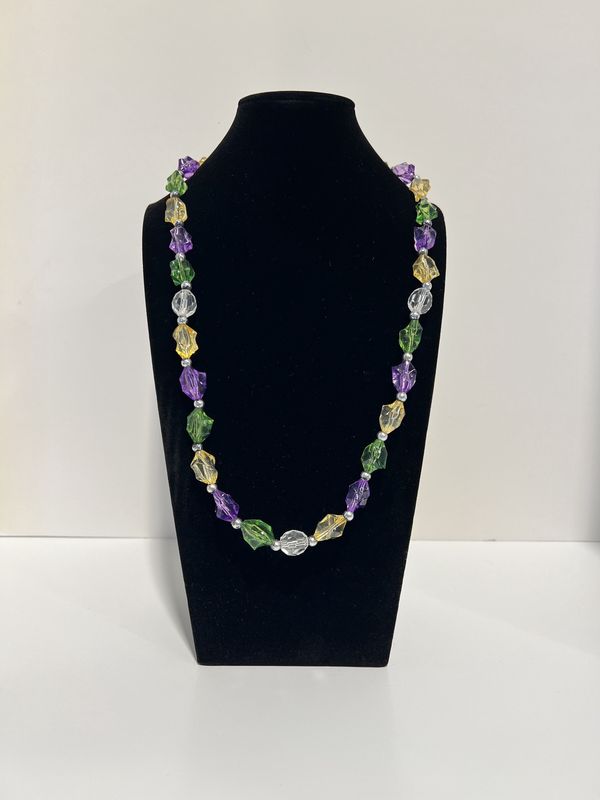 38&quot; Acrylic Purple, Green and Gold Infiniti Stone Bead Necklace (Dozen)