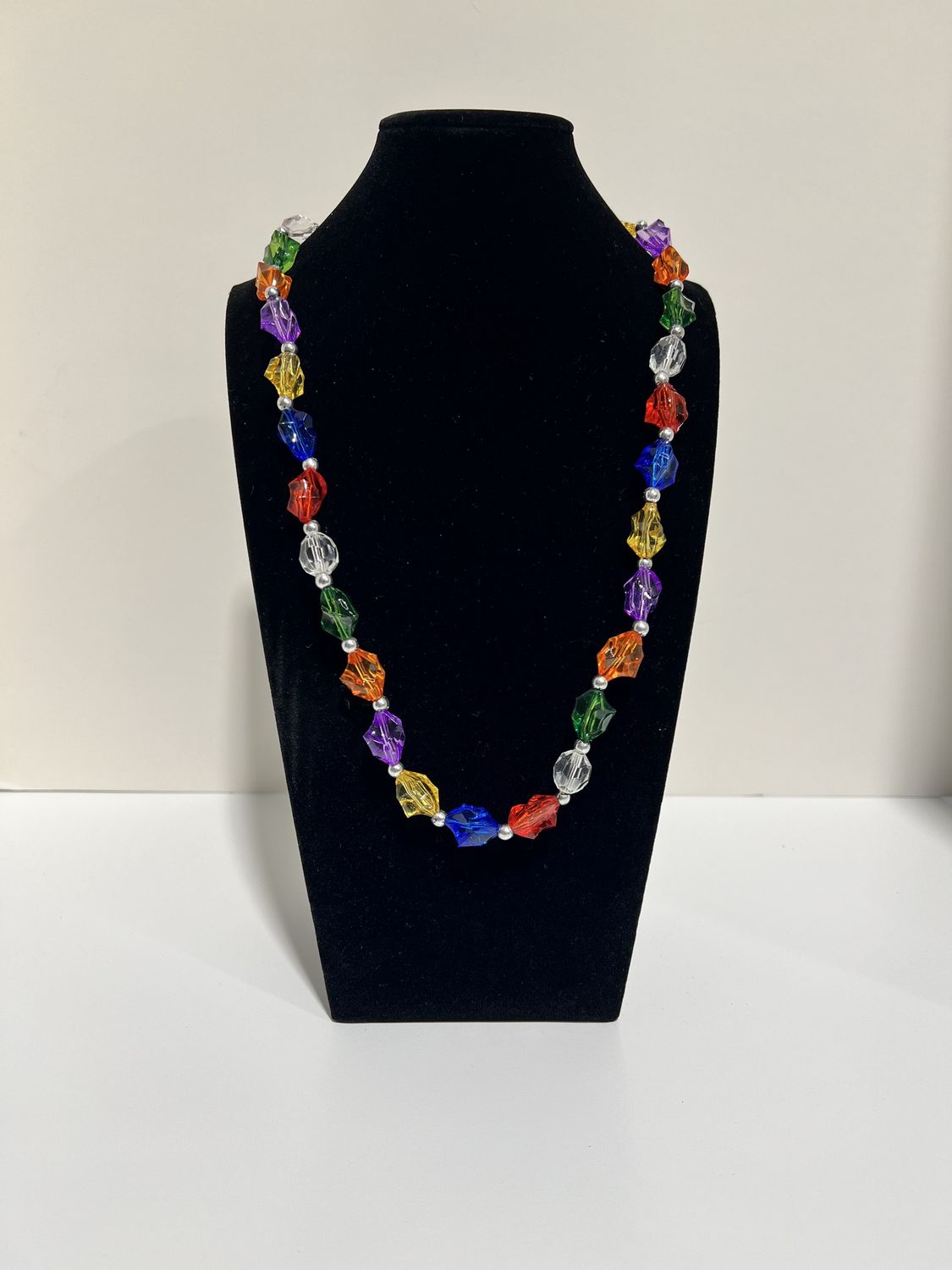 38" Acrylic Rainbow Infiniti Stone Bead Necklace single