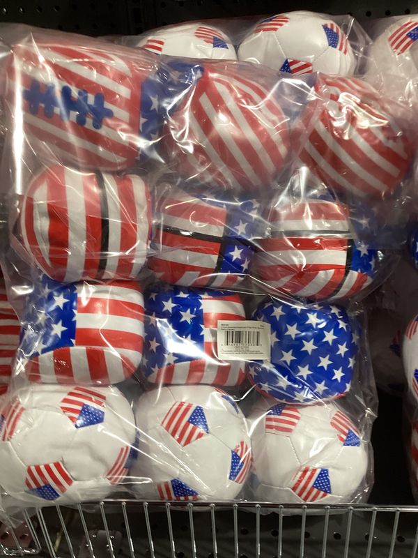 4" American Flag Vinyl Sports Ball - Assorted Styles (Dozen)