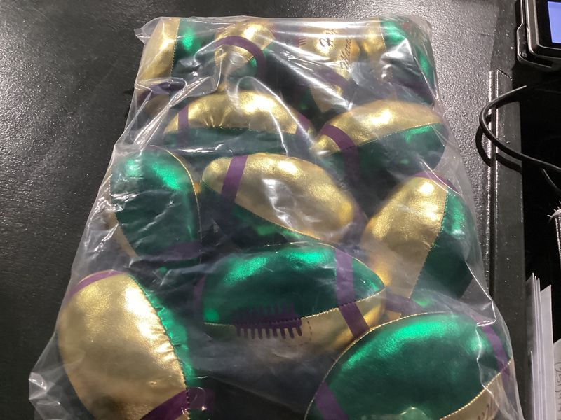 4" Mardi Gras Vinyl Lame Football - 2 Colors (Dozen)
