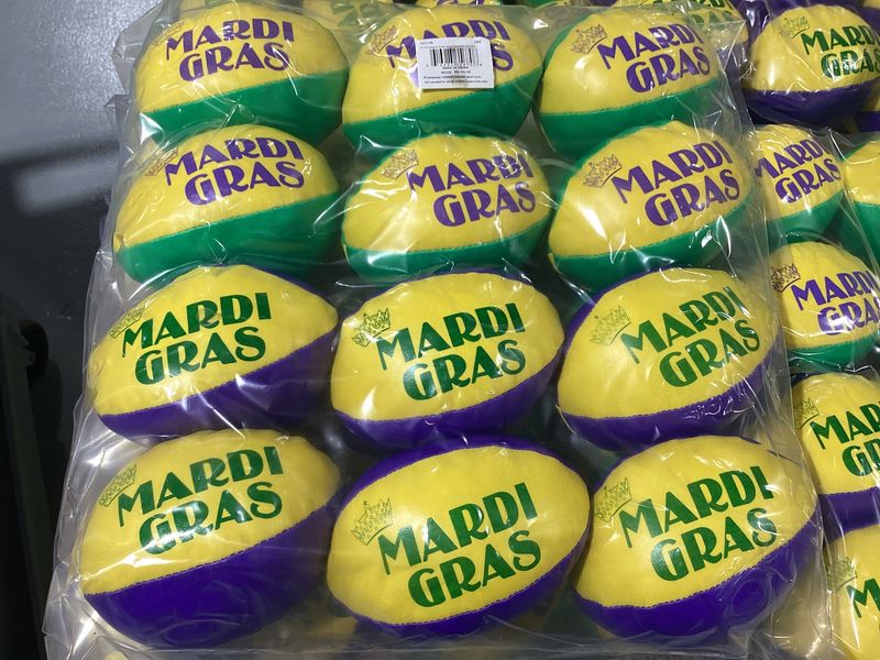 4" Mardi Gras Vinyl Football - 2 Colors (Dozen)