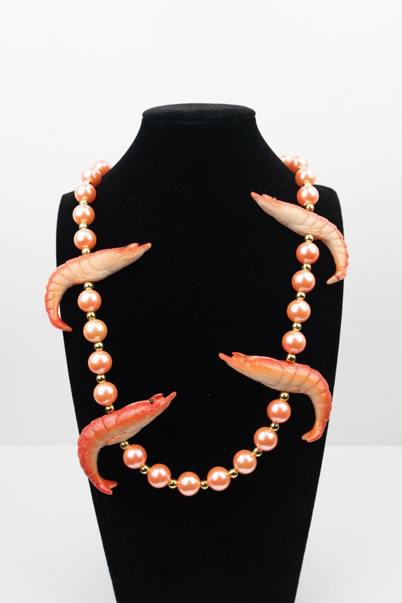40" SHRIMP PEACH PEARL BEADS 6PC