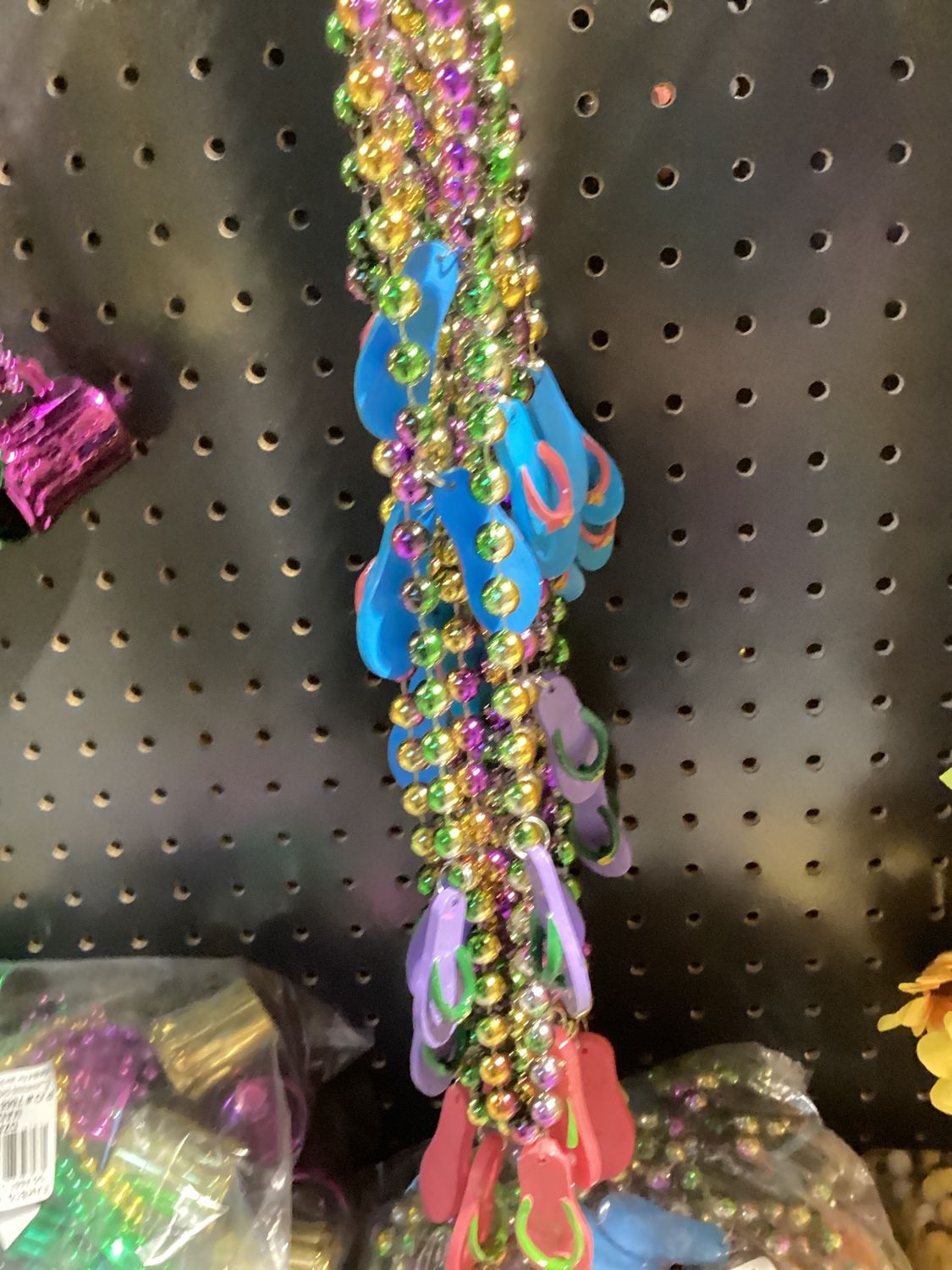 42&quot; 12mm Flip Flips On Purple, Green and Gold Dyed Beads Necklace (Dozen)