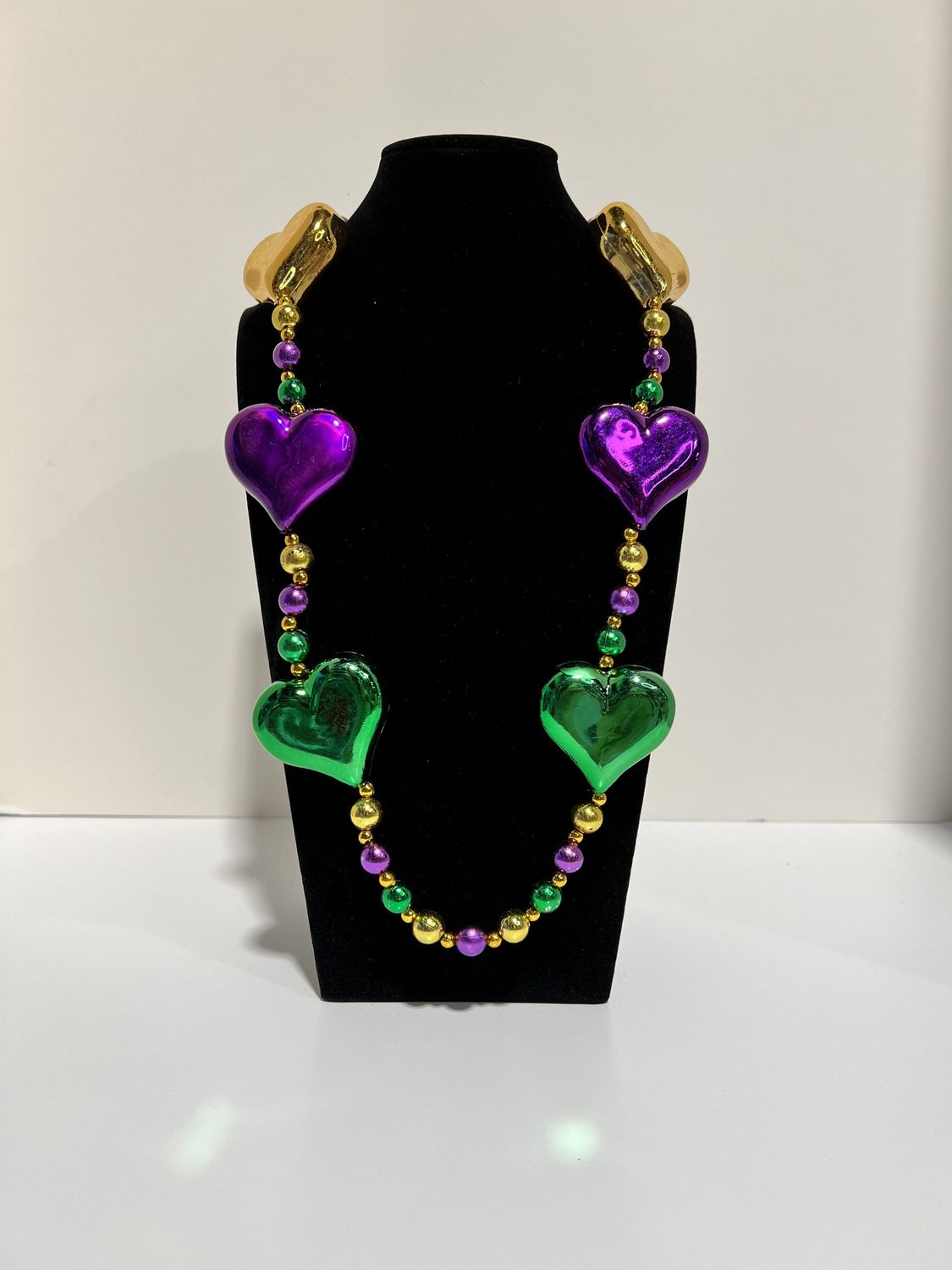 42" Purple, Green and Gold Heart Necklace (Each)