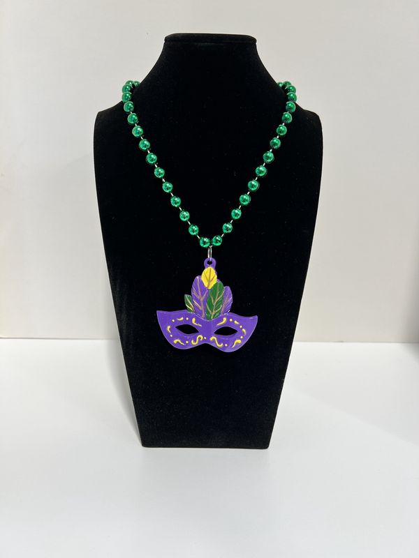 42” 10mm - 3 Section MOT Purple, Green, and Gold Bead with Mask Poly Each