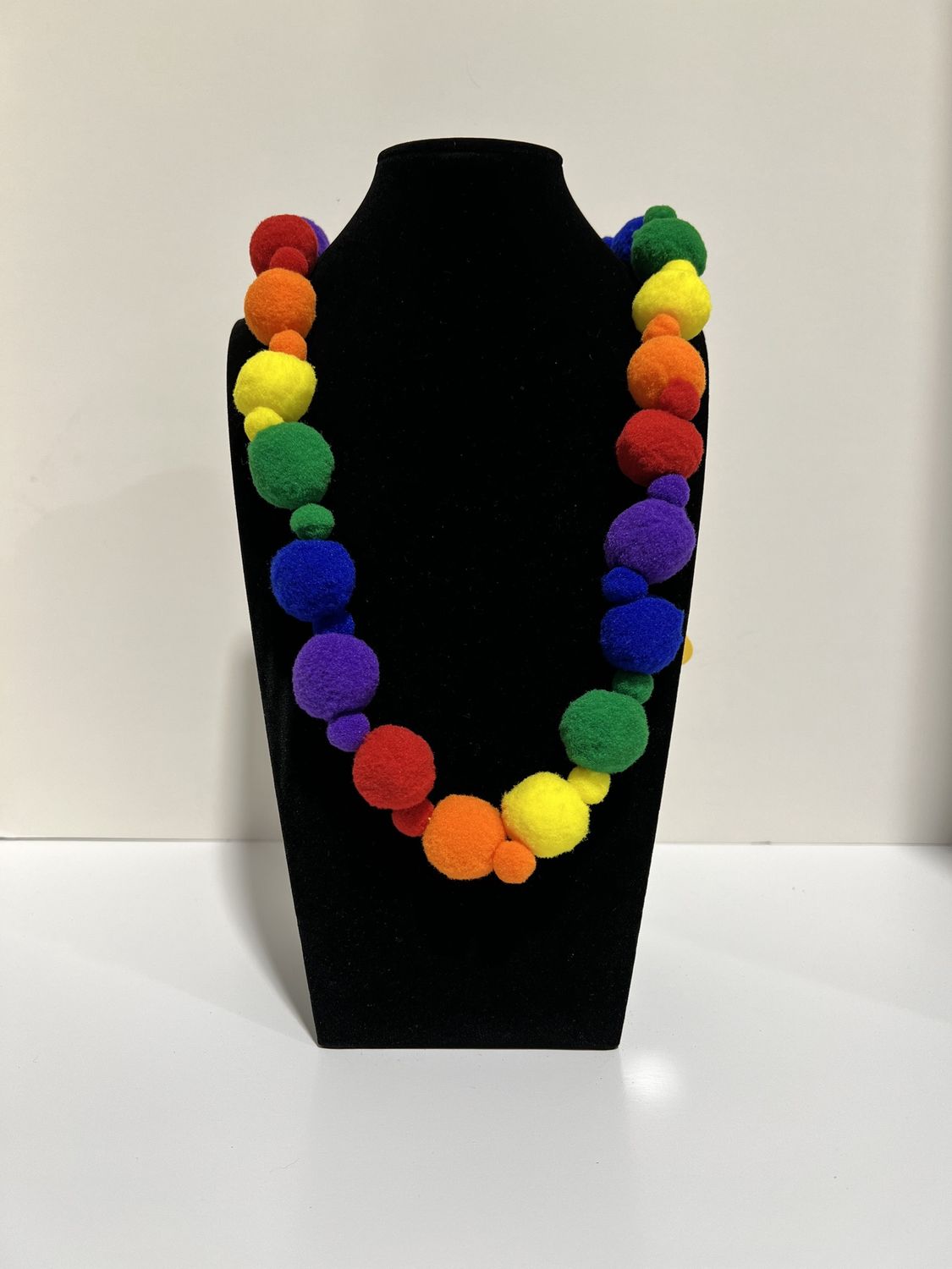 42" Rainbow Pom Pom Necklace (Dozen)