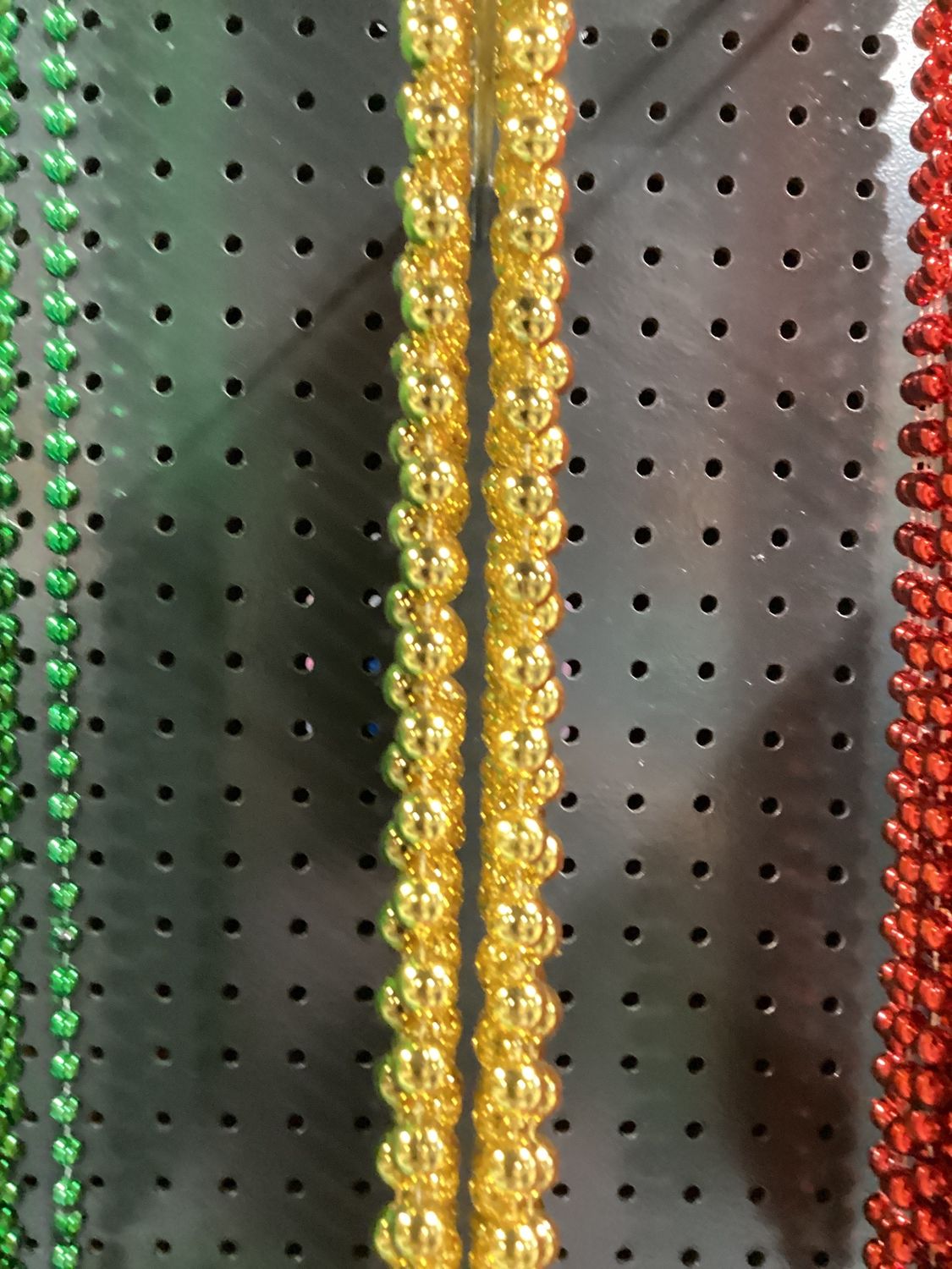 48" 12mm Round Mardi Gras Beads - Dozen Metallic Gold single