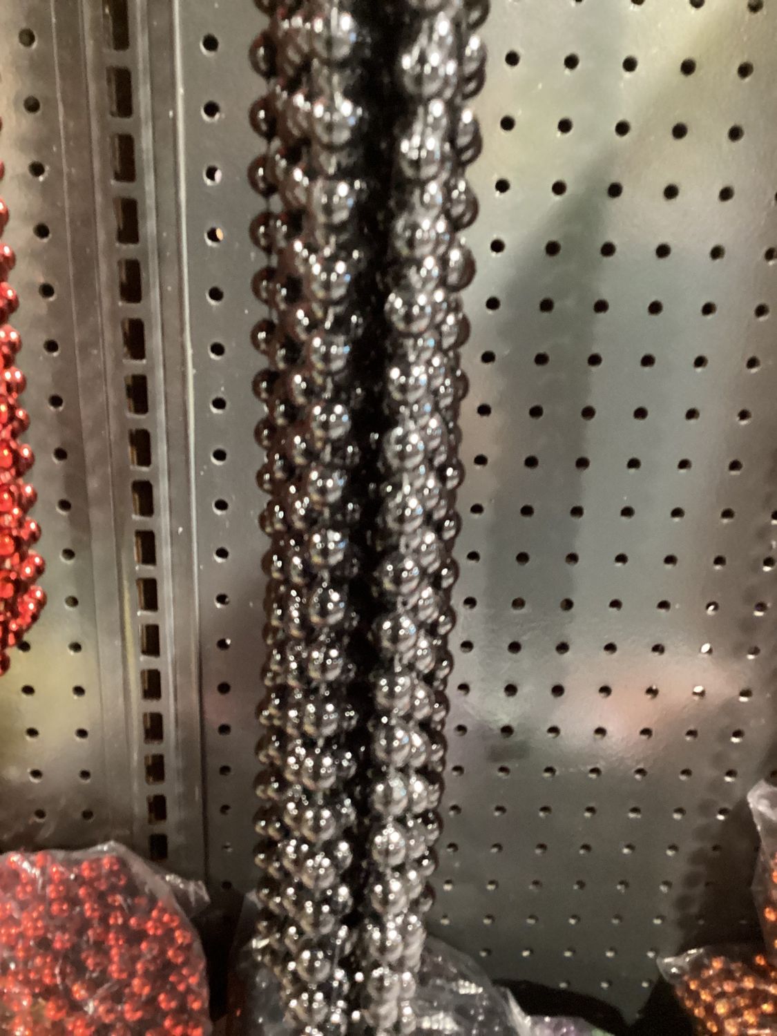 48&quot; 12mm Round Mardi Gras Beads - Dozen Black single