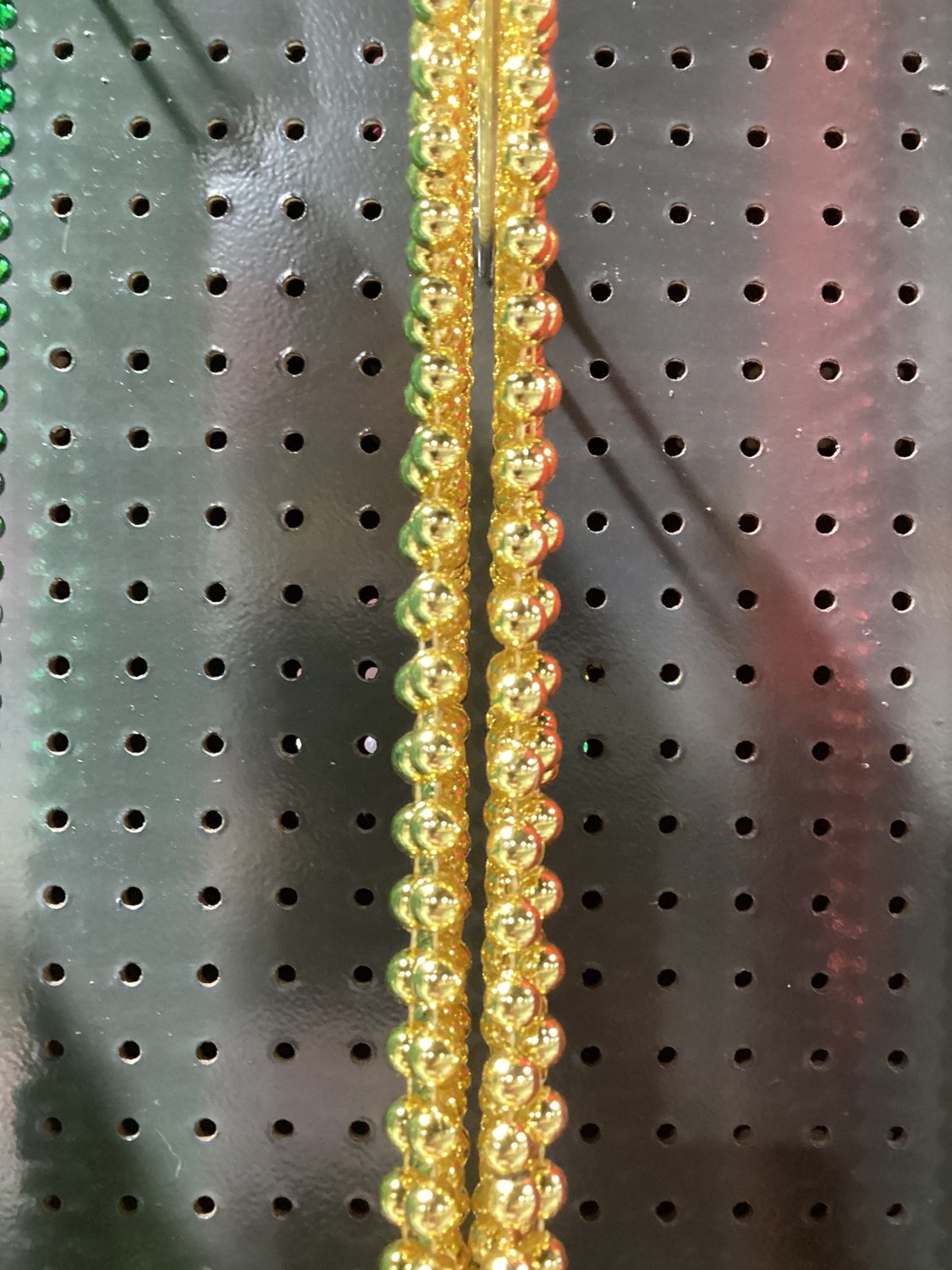 48" 10mm Round Mardi Gras Beads - Dozen Metallic Gold single