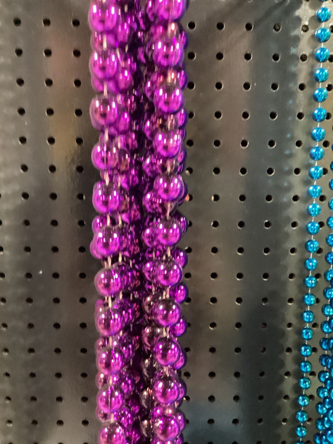 48" 12mm Round Mardi Gras Beads - Dozen Purple single