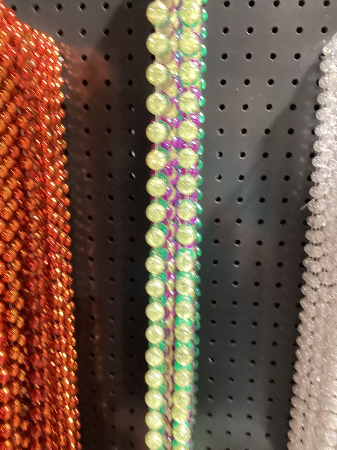 48" 12mm Round Mardi Gras Beads - Dozen AB Purple Gold and Yellow single