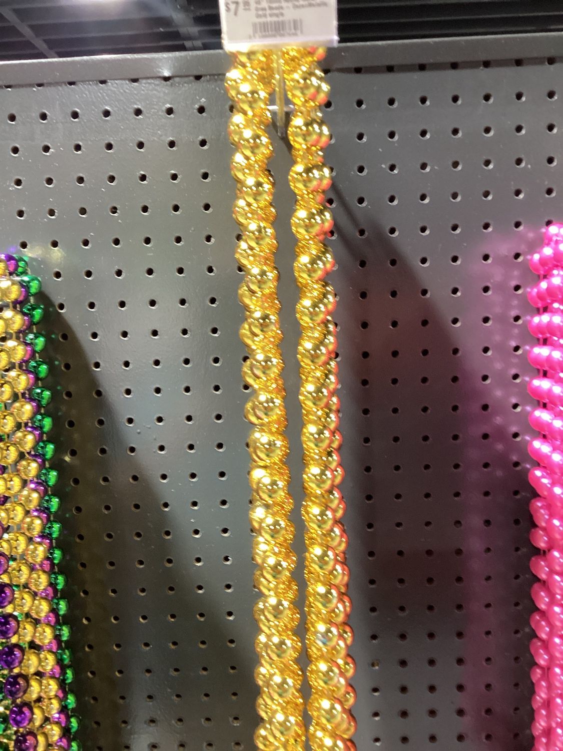 48&quot; 18mm Round Mardi Gras Beads - DozenMetallic Gold single