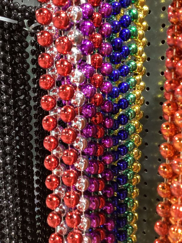 48&quot; 18mm Round Metallic 6 Color Mardi Gras Beads - Dozen (12 Necklaces)