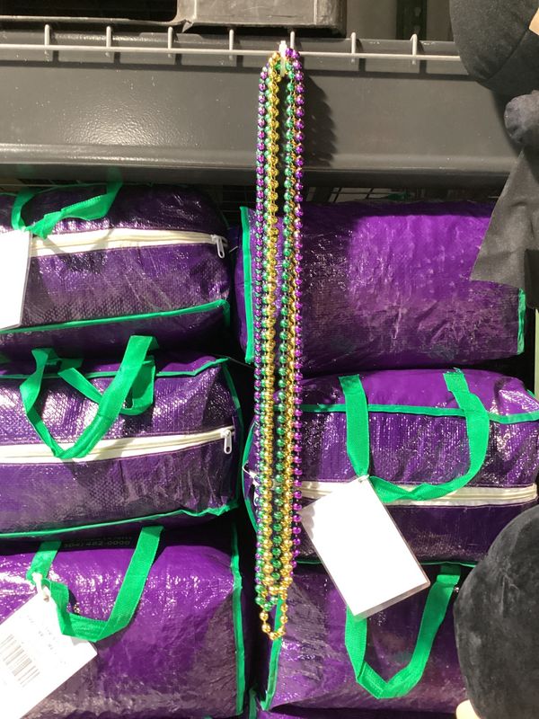 48&quot; 8mm, 10mm, &amp; 12mm, Mix Metallic Purple, Gold and Green Mardi Gras Beads - Case (20 Dozen)