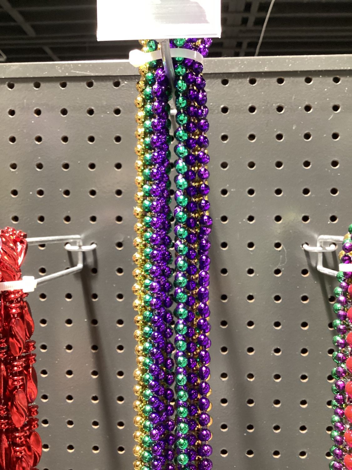 48" 7mm Round Metallic Purple, Gold and Green Mardi Gras Beads - single (Dozen)