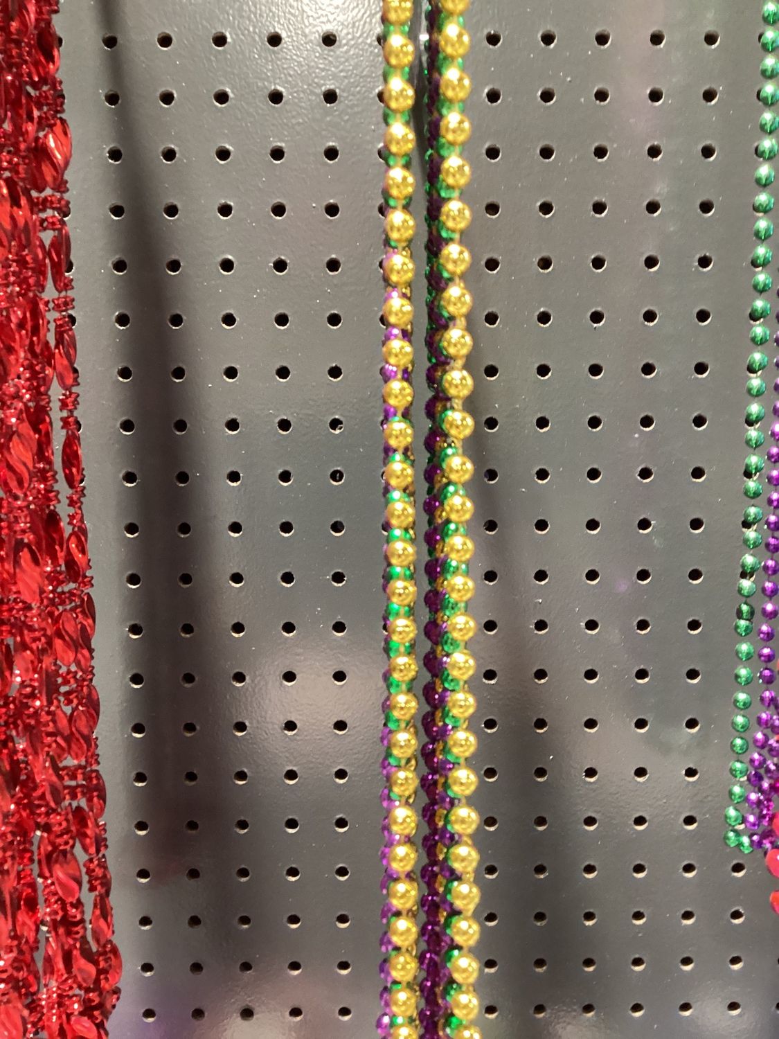 48" 8mm Round Metallic Purple, Gold and Green Mardi Gras Beads - Dozen single