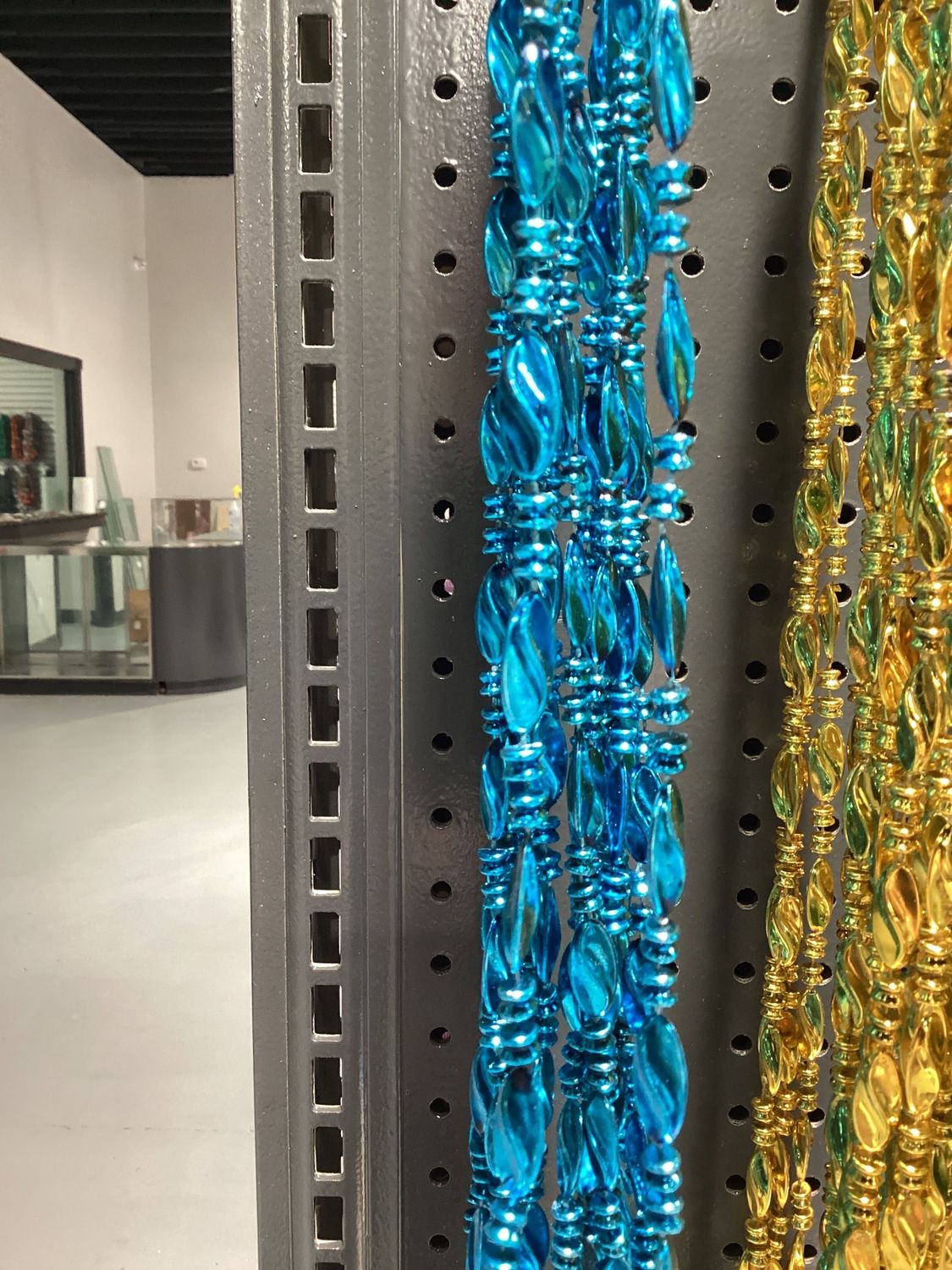 48" Swirl Mardi Gras Beads - Dozen Metallic Turquoise