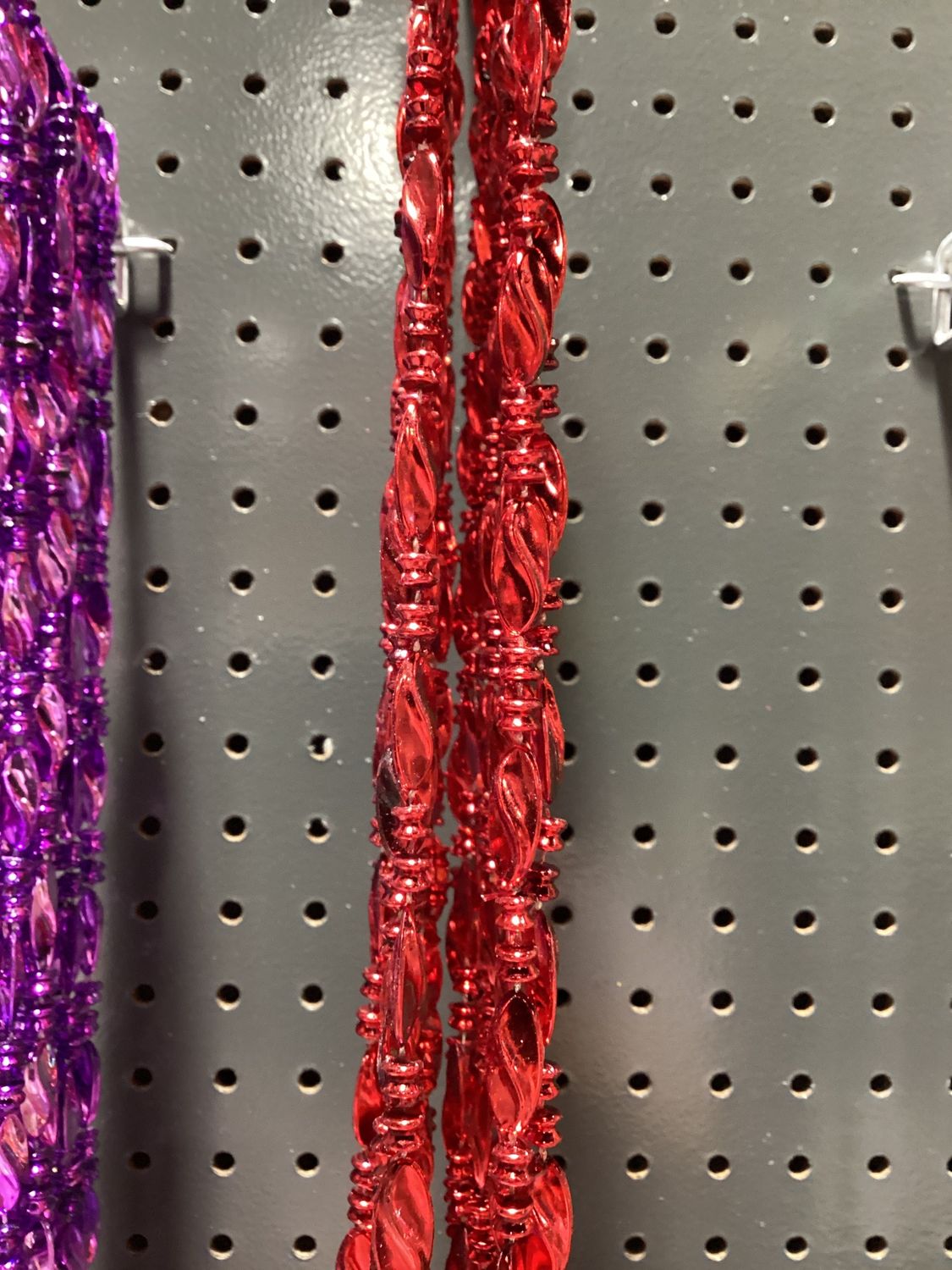 48" Swirl Mardi Gras Beads - Dozen Metallic Red single