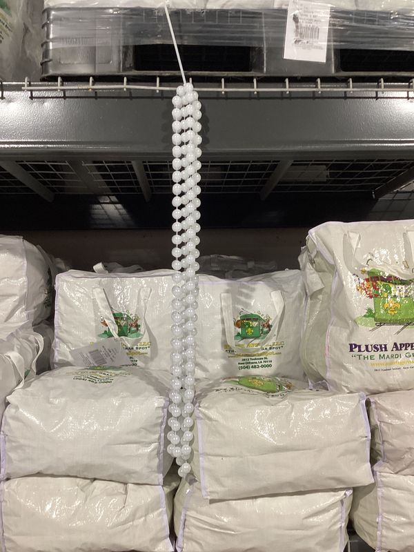 60&quot; 20mm Round Pearl White Mardi Gras Beads - Case (4 Dozen)