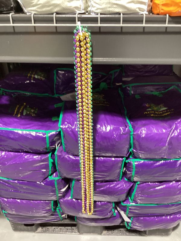 72&quot; 12mm Round Metallic Purple, Gold and Green Mardi Gras Beads - Case (10 Dozen)