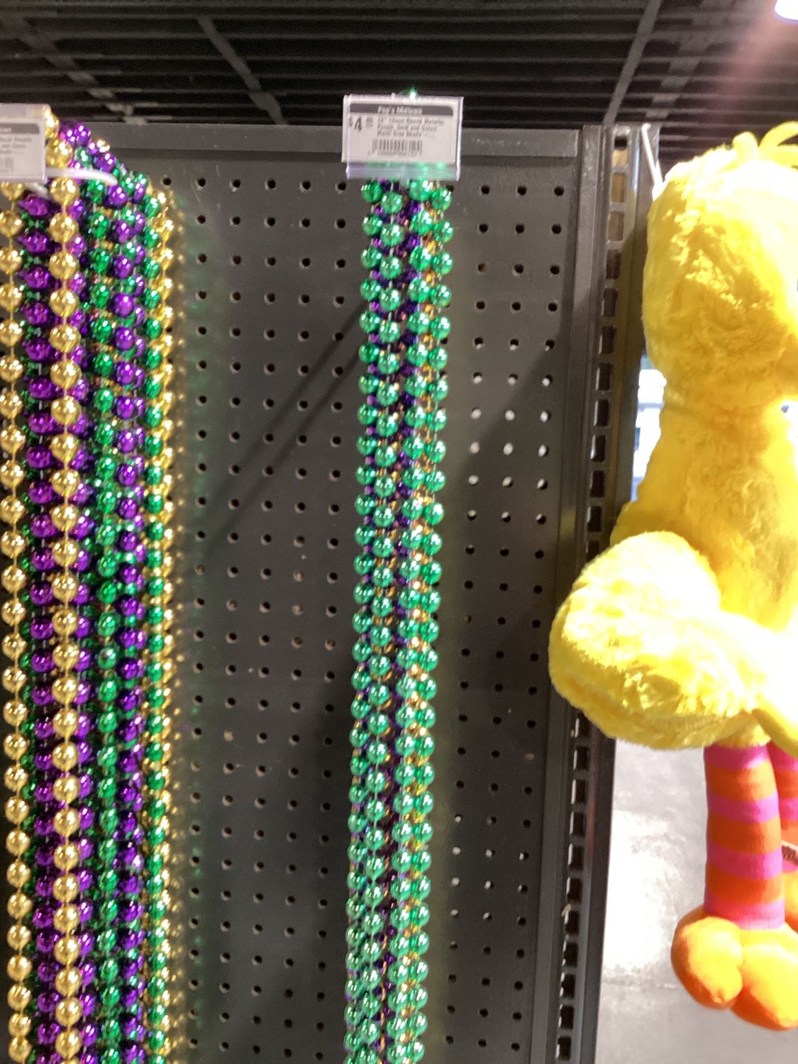 72" 12mm Round Metallic Purple, Gold and Green Mardi Gras Beads - Dozen single