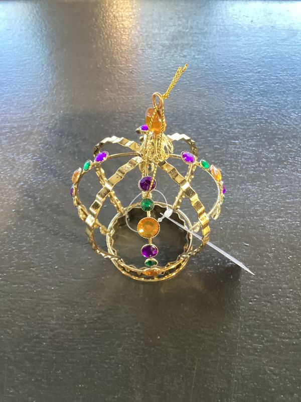 8&quot; X 4.75&quot; Gold Crown with Purple, Green and Gold Jewels (Each)