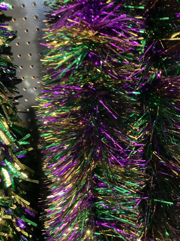 9&#39; Purple, Green and Gold Metallic Tinsel Garland (Each)