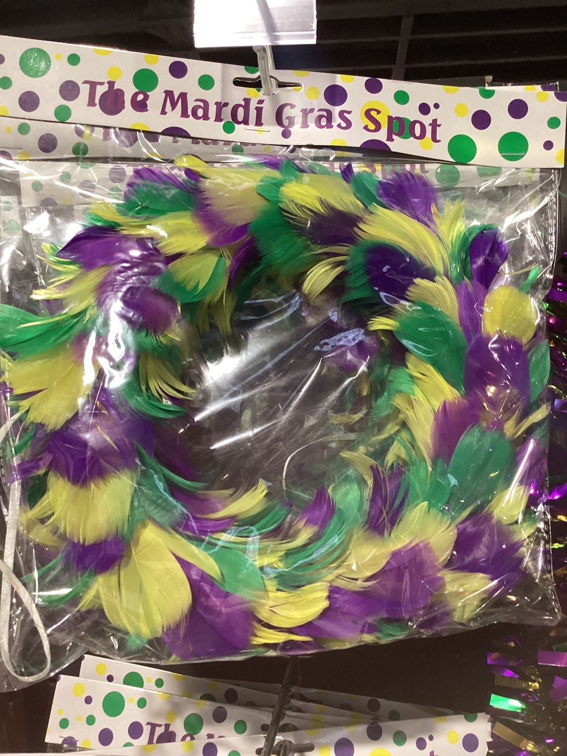 8&quot; Purple, Green and Gold Feather Wreath (Each)