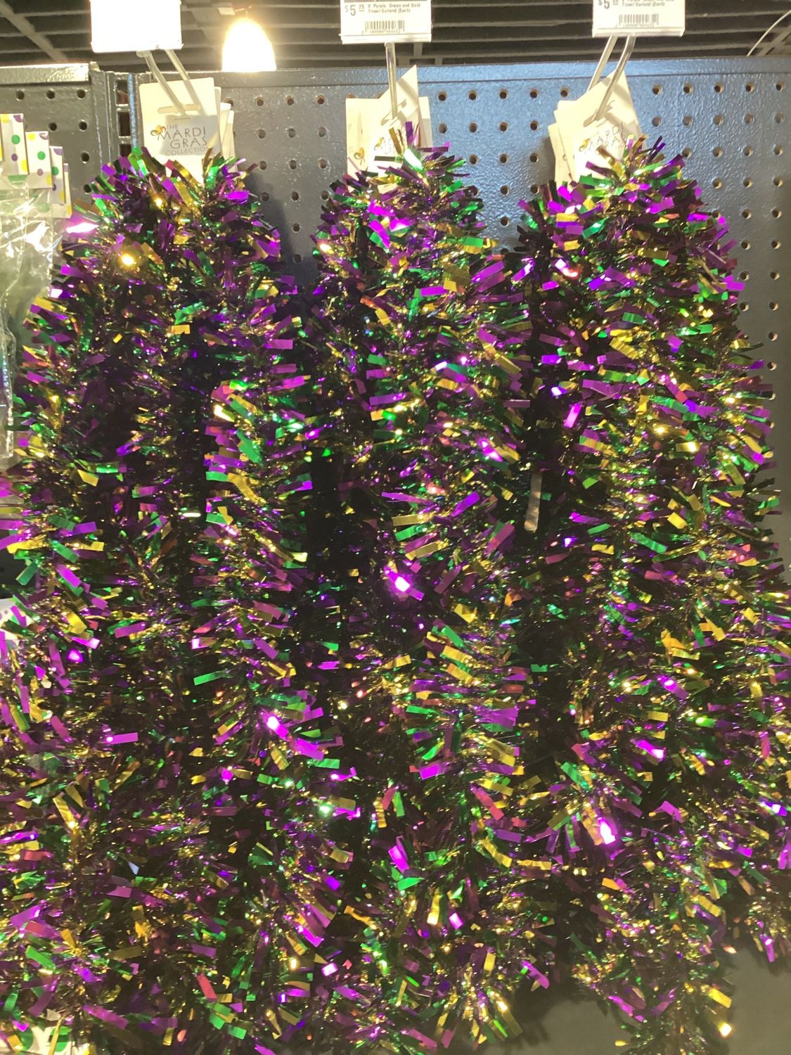 9' Purple, Green and Gold Tinsel Garland (Each)