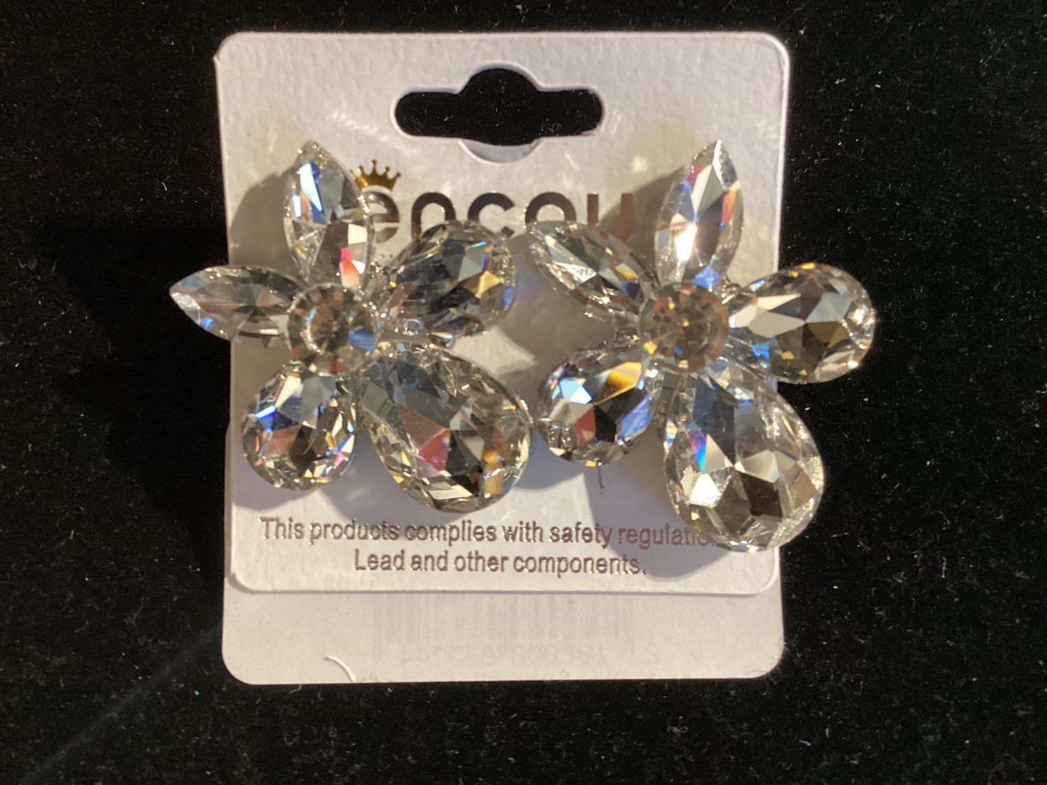 91857_Silver/Clear, flower rhinestone earring