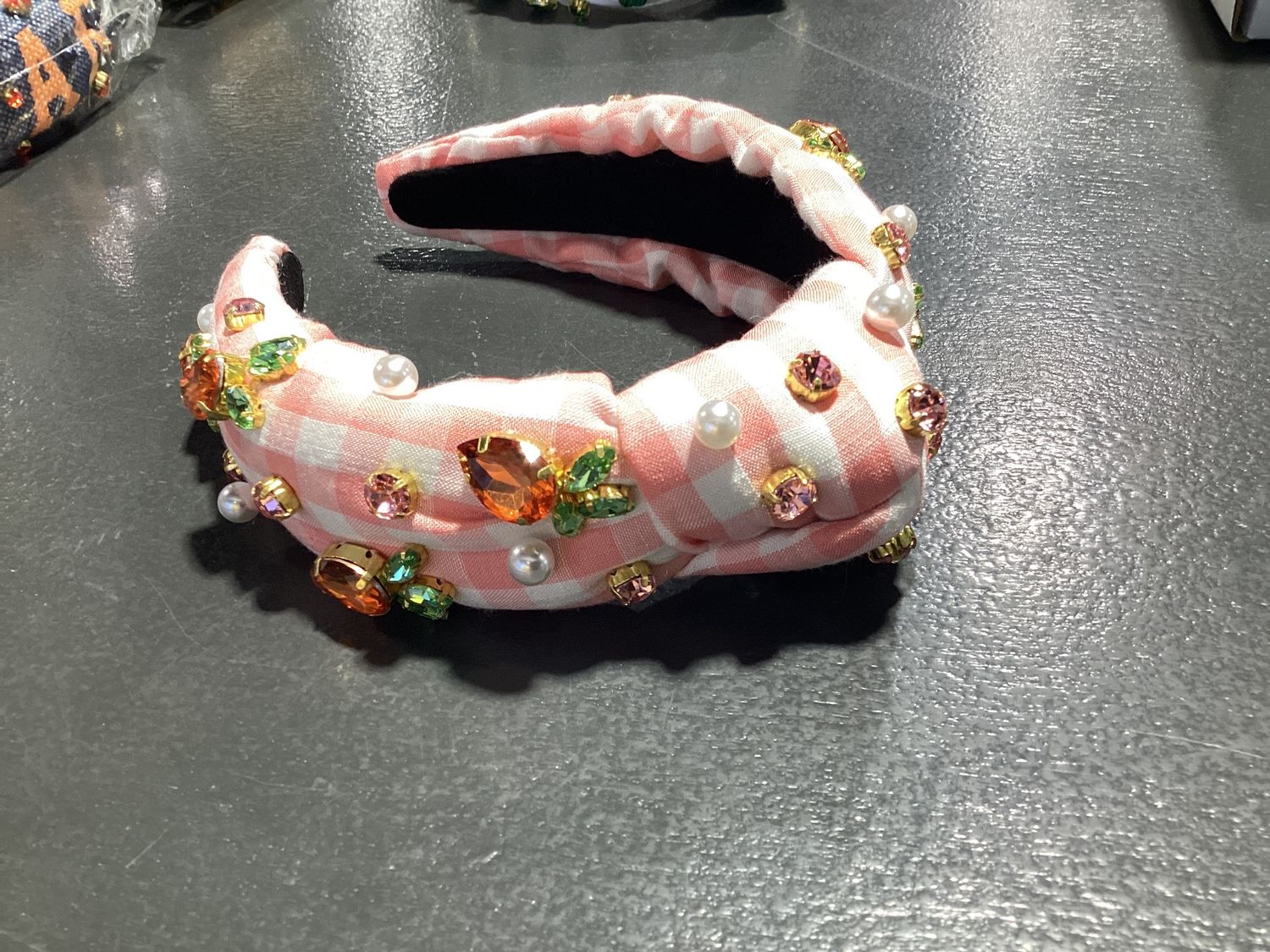 Adult Size Gingham Carrot Headband